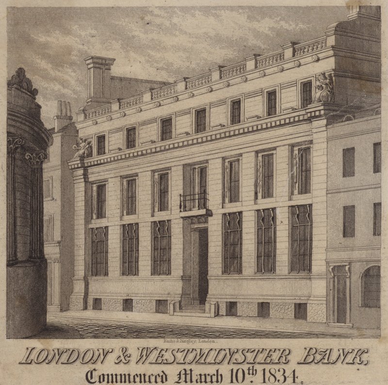 Londra ve Westminster Bankası (gravür) by English School