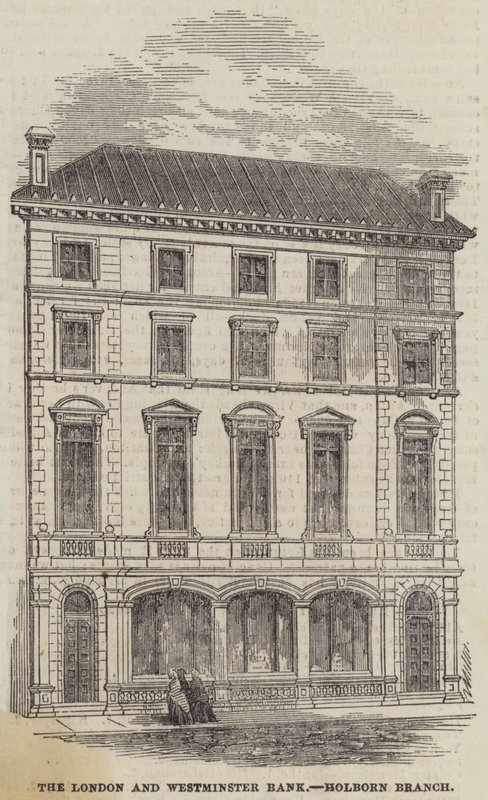Londra ve Westminster Bank, Holborn Şubesi (gravür) by English School