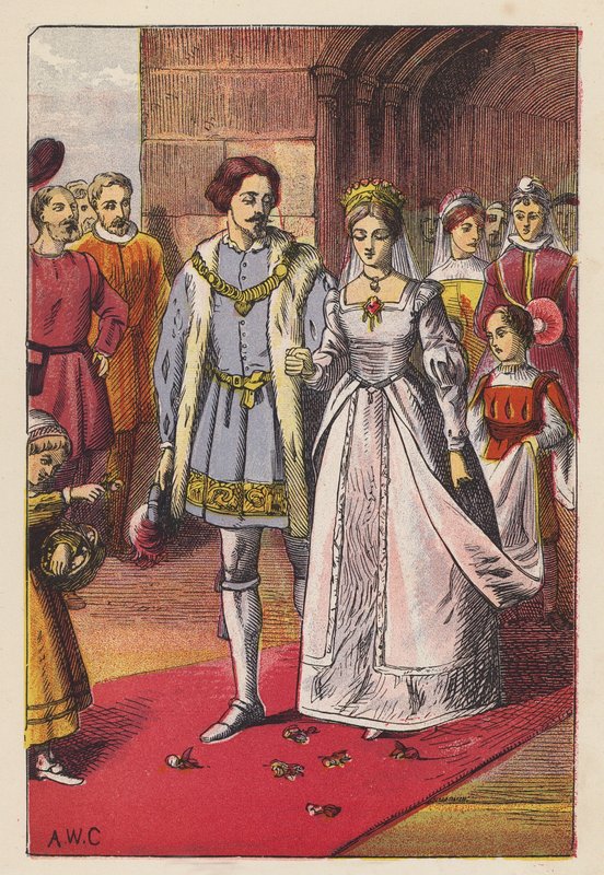 Cinderella#39;nın Düğünü (renkli litho) by English School