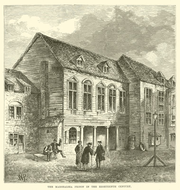 On sekizinci yüzyılda Marshalsea Hapishanesi (gravür) by English School