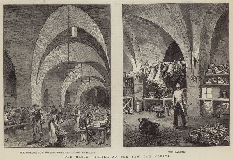 Yeni Mahkemelerde Masonların Grevi (gravür) by English School