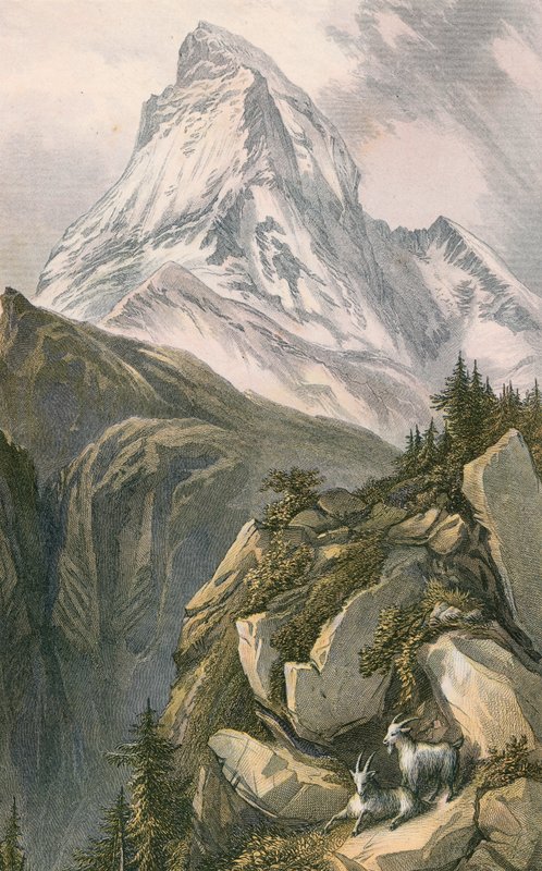 Matterhorn veya Mont Cervin. Yukarıdan Zermatt, İsviçre by English School
