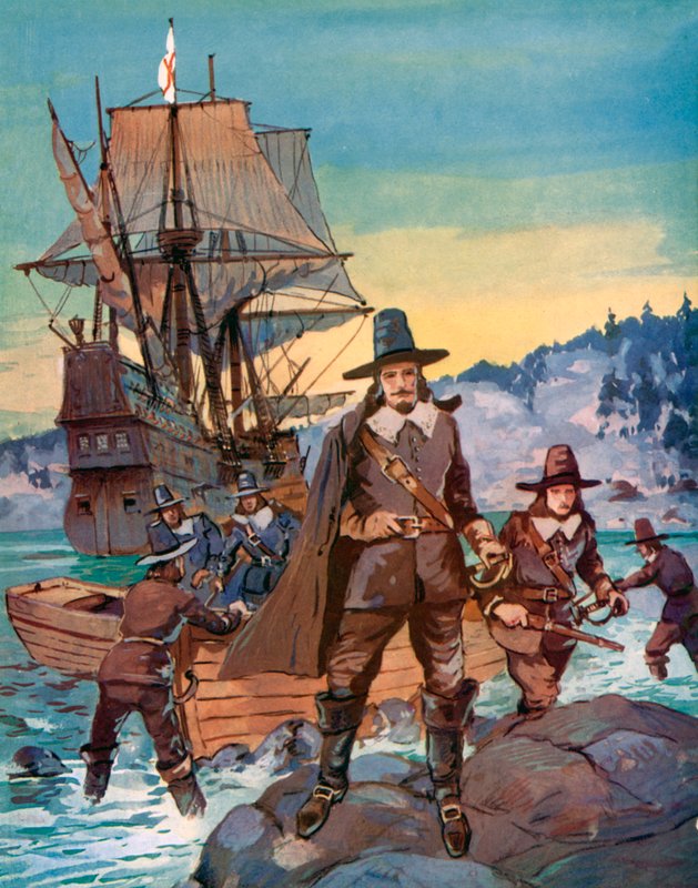 Mayflower ve Hacı Babalar (renkli taş) by English School