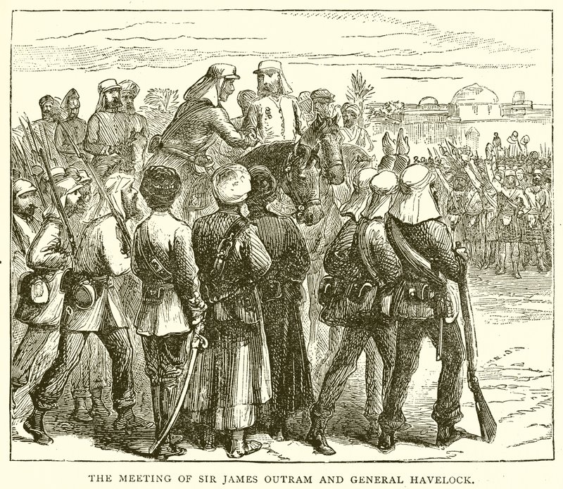 Sir James Outram ve General Havelock'un Toplantısı by English School