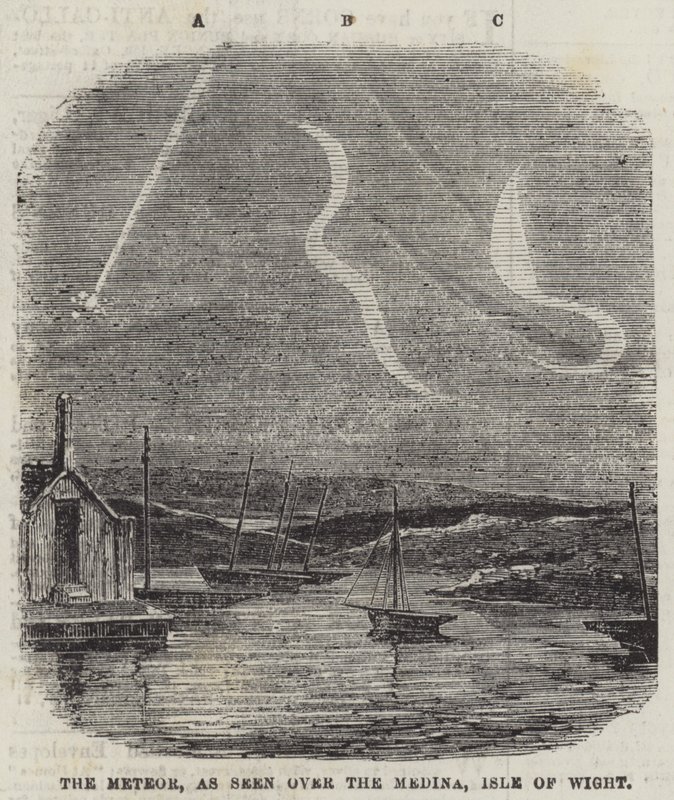 Meteor, Medine üzerinde görüldüğü gibi, Wight Adası (gravür) by English School