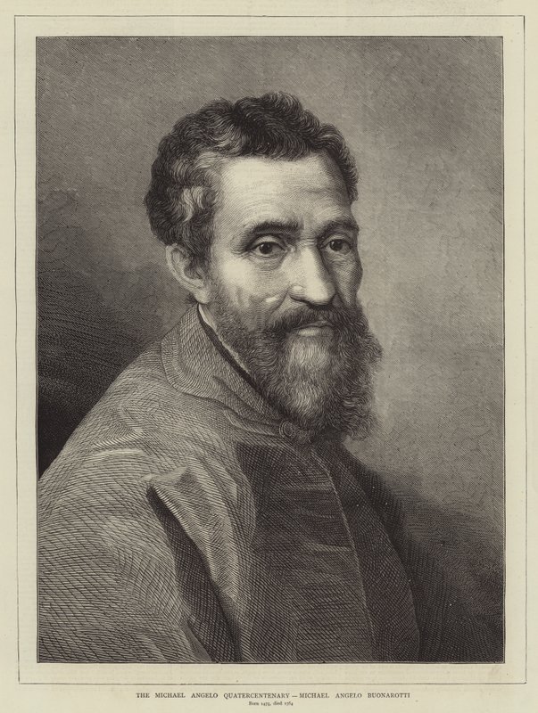 Michael Angelo Quatercentenary, Michael Angelo Buonarotti (gravür) by English School