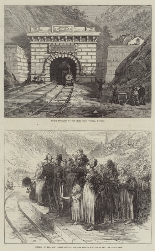 Mont Cenis Tüneli (gravür) by English School