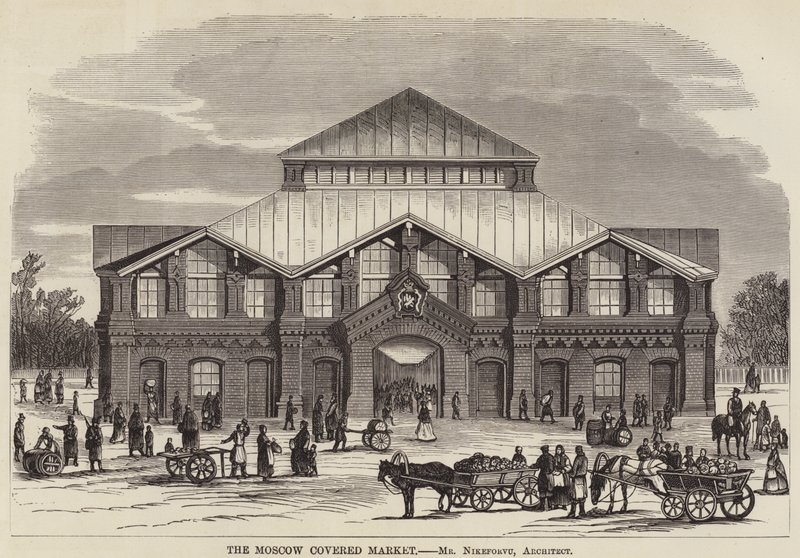 Moskova Kapalı Çarşı (gravür) by English School