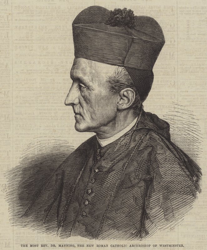 En Muhterem Dr Manning, Westminster Yeni Roma Katolik Başpiskoposu (gravür) by English School