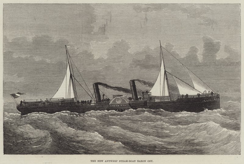 Yeni Antwerp Buharlı Tekne Baron Osy (gravür) by English School