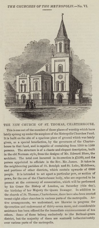 Yeni St Thomas Kilisesi, Charterhouse (gravür) by English School