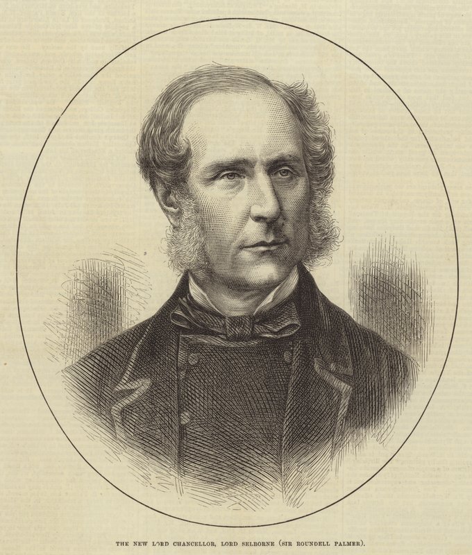 Yeni Lord Şansölyesi, Lord Selborne (Sir Roundell Palmer) (gravür) by English School