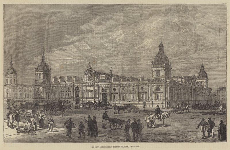 Yeni Büyükşehir Kümes Hayvanları Pazarı, Smithfield (gravür) by English School