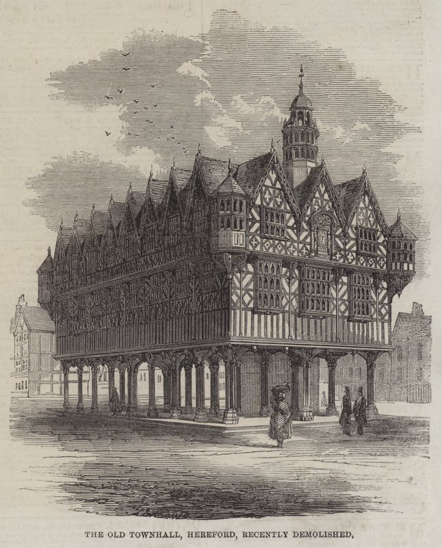 Eski Belediye Binası, Hereford, yakın zamanda yıkıldı (gravür) by English School