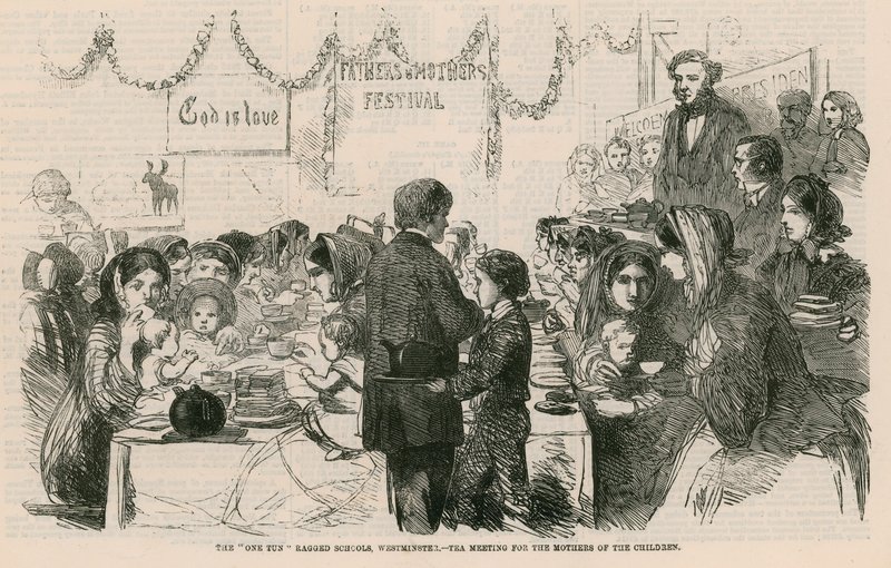 The One Tun Ragged Schools, Westminster, Londra - çocukların anneleri için çay toplantısı by English School