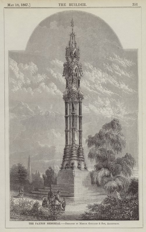 Bay Goddard ve Son, Mimarlar tarafından tasarlanan Paxton Anıtı (gravür) by English School