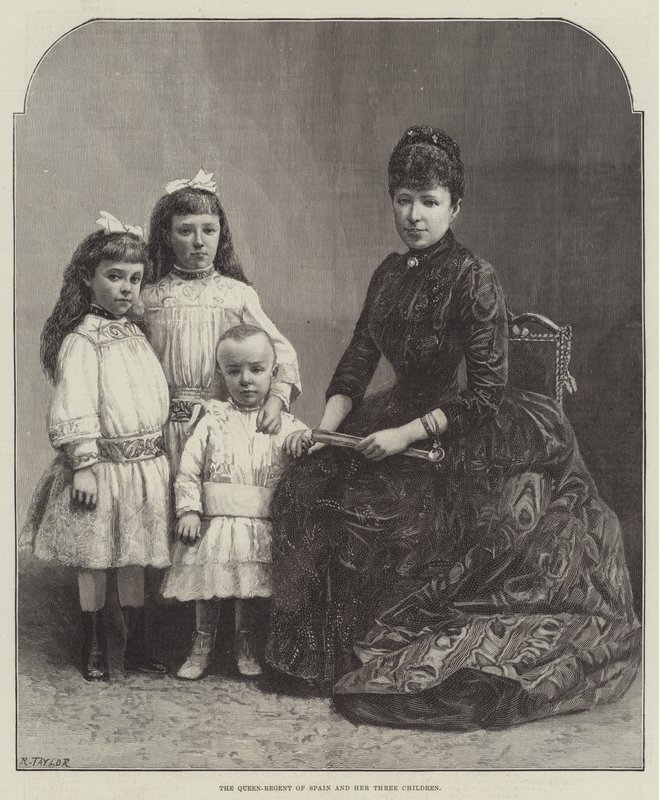 İspanya Kraliçesi ve Üç Çocuğu (gravür) by English School