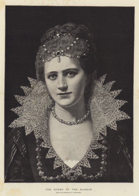 Maskeli Kraliçe (gravür) by English School