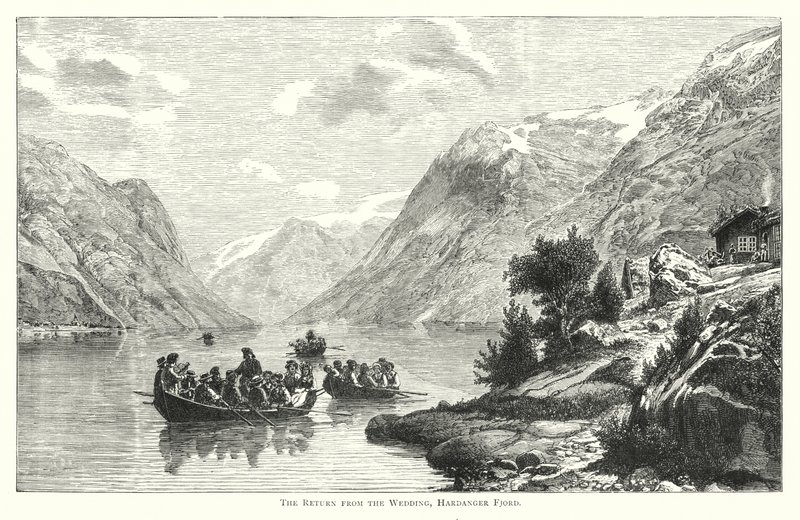 Düğünden Dönüş, Hardanger Fiyordu (gravür) by English School