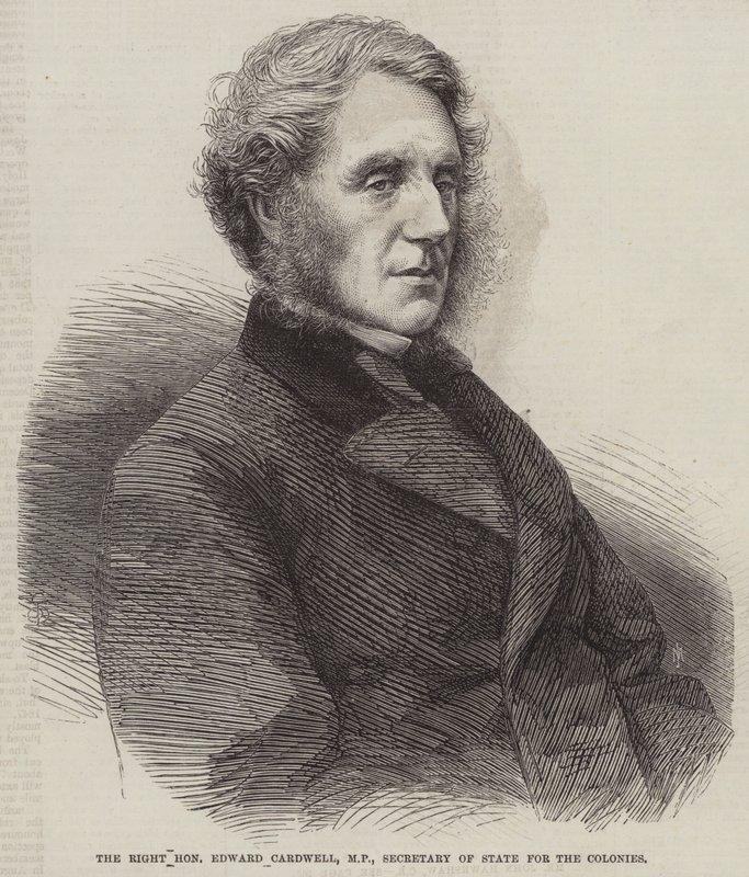 Sayın Edward Cardwell, MP, Kolonilerden Sorumlu Devlet Bakanı (gravür) by English School