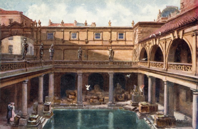 Roma Hamamları, Banyo (renkli taş) by English School