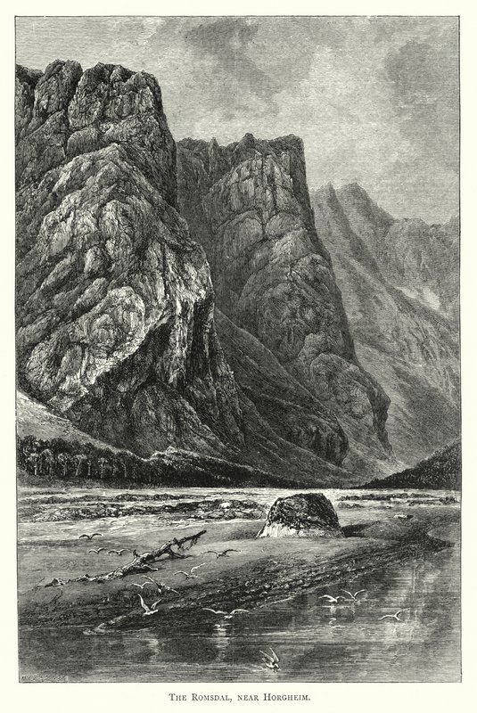 Horgheim yakınlarındaki Romsdal (gravür) by English School