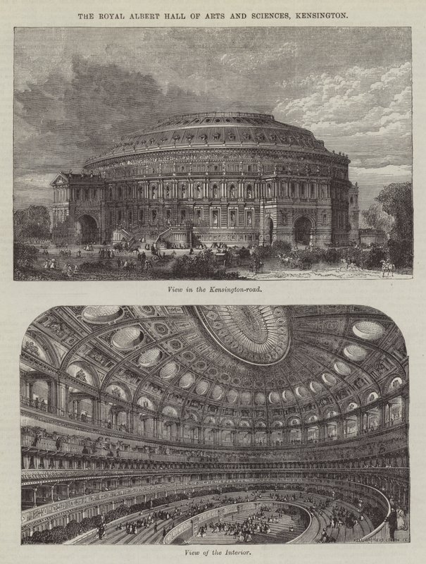 Royal Albert Sanat ve Bilim Salonu, Kensington (gravür) by English School