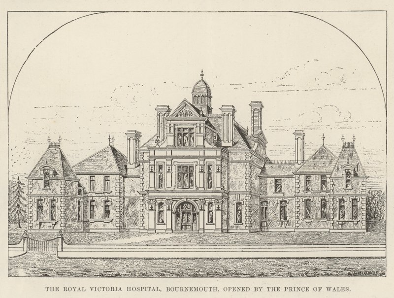 Galler Prensi tarafından açılan Royal Victoria Hastanesi, Bournemouth (gravür) by English School