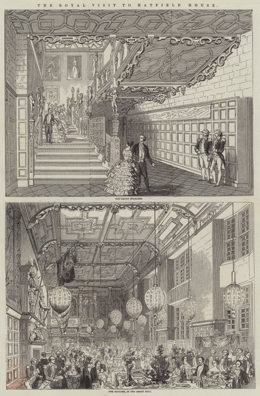 Hatfield House Kraliyet Ziyareti (gravür) by English School
