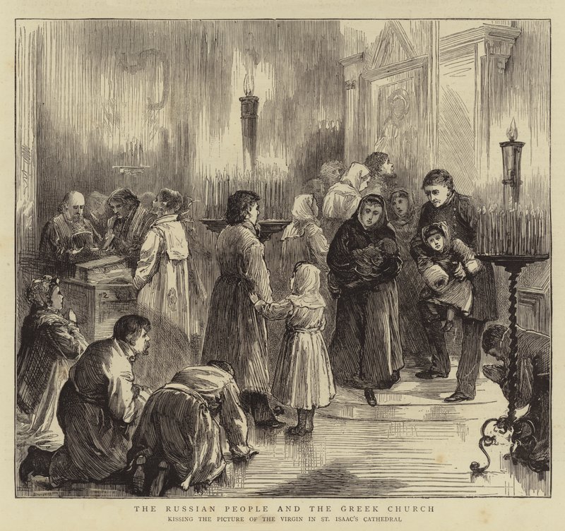 Rus Halkı ve Yunan Kilisesi (gravür) by English School