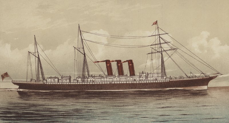 SS "New York Şehri", Inman ve International Line (chromolitho) by English School
