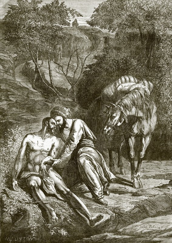 Samaritan ve yol kenarındaki yaralı adam by English School