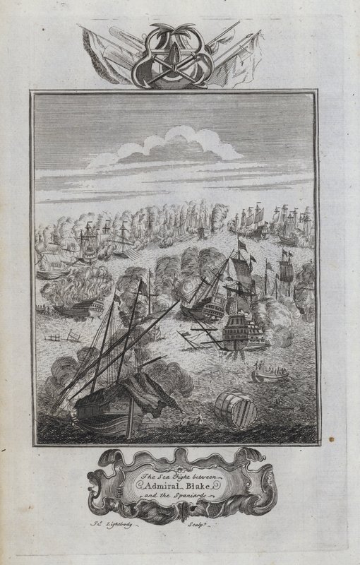 Amiral Blake ve İspanyollar Arasındaki Deniz Savaşı (gravür) by English School