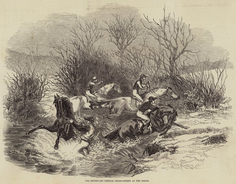 Southgate Steeple Chase, Deredeki Sahne (gravür) by English School