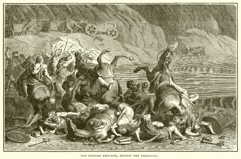 Spartalı Phalanx, Trakyalılara karşı by English School