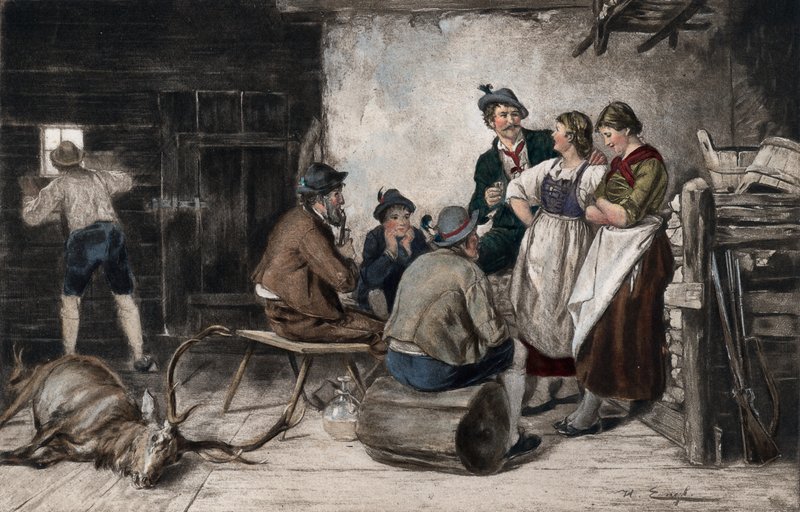 The Sportsmans Rest (renkli fotoğraf gravürü) by English School