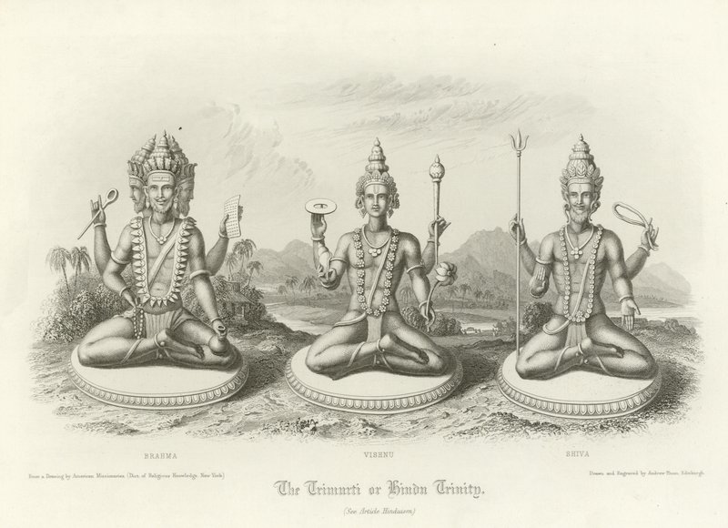 Trimurti veya Hindu Trinity by English School