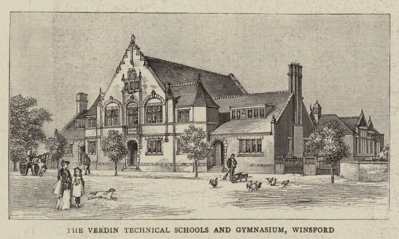 Verdin Teknik Okulları ve Spor Salonu, Winsford (gravür) by English School
