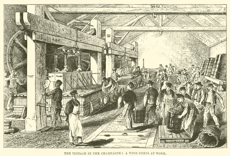 Şampanyadaki Vintage: İş Başında Bir Şarap Presi (gravür) by English School