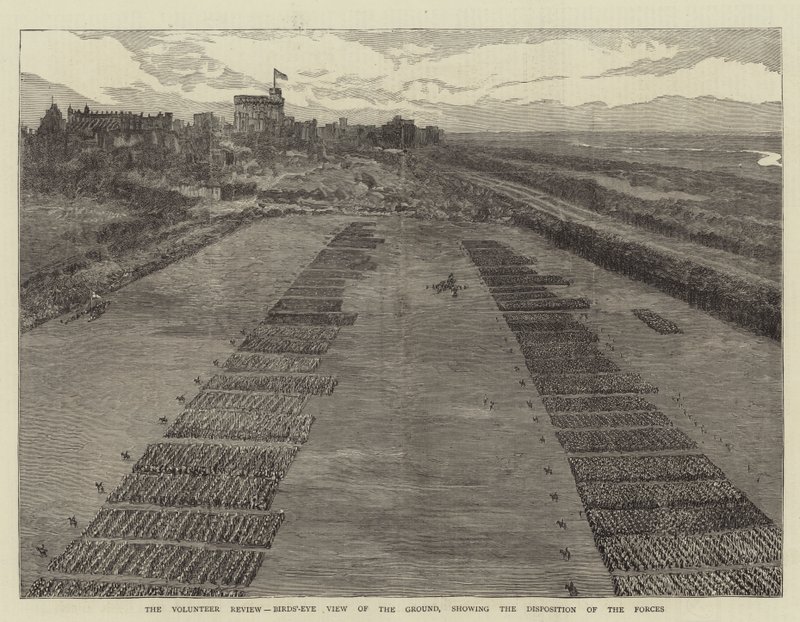 Gönüllü İncelemesi, Yerden Kuş Bakışı Görünümü, Kuvvetlerin Düzenini gösteren (gravür) by English School
