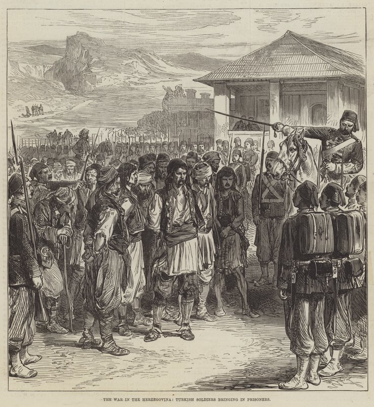 Hersek Savaşı, Esir Getiren Türk Askerleri (gravür) by English School