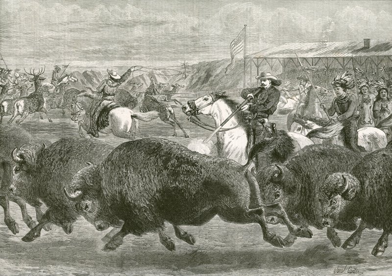Büyük Amerikan Sergisinde Vahşi Batı - bizon ve wapiti geyiği avlamak by English School