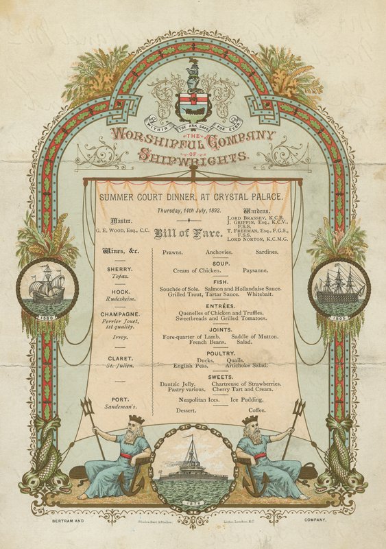 The Worshipful Company of Shipwrights Yaz Mahkemesi Yemeği (chromolitho) by English School