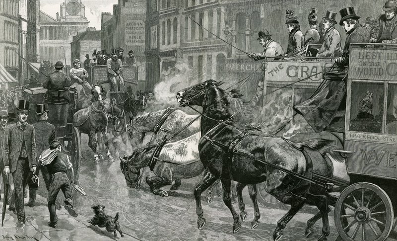 Londra sokaklarının savaşı - kaygan bir günde Ludgate Tepesi by English School