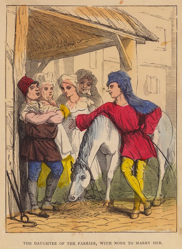 Nalbantın kızı, onunla evlenecek kimse yok (renkli taş baskı) by English School