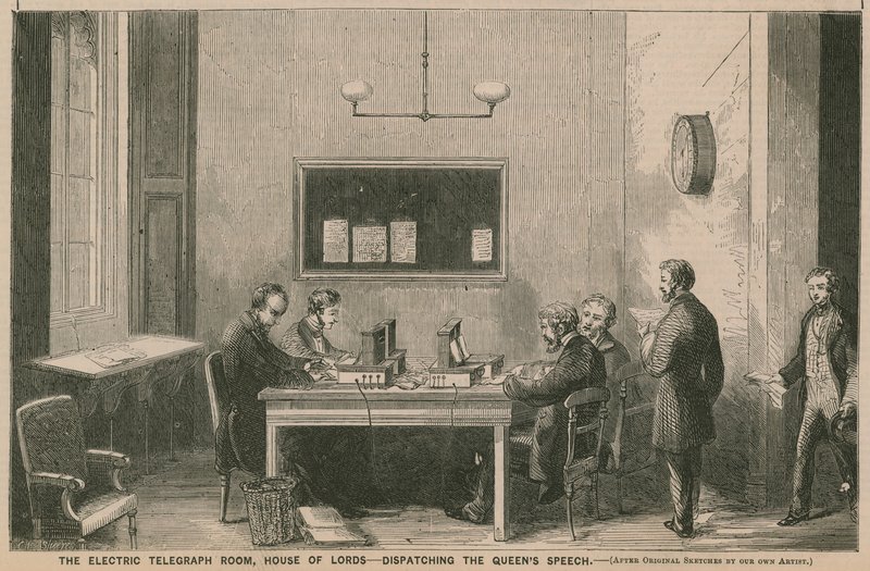 Elektrikli telgraf odası, Lordlar Kamarası - Queens konuşmasını gönderiyor by English School