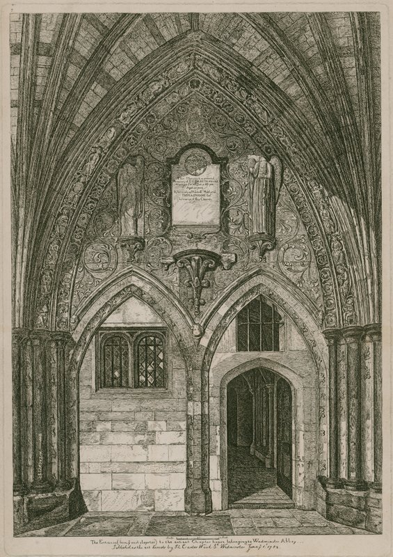 Doğu Manastırından antik Chapter House'a giriş, Westminster Abbey, Londra by English School