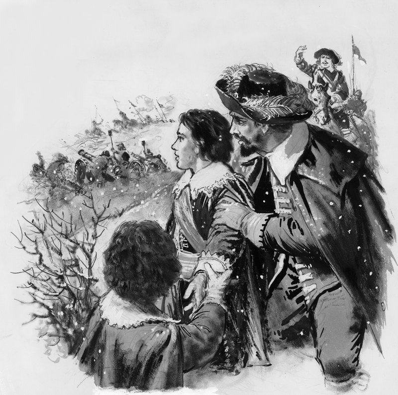 The future king Charles II, then 13, watching the battle of Edgehill by English School