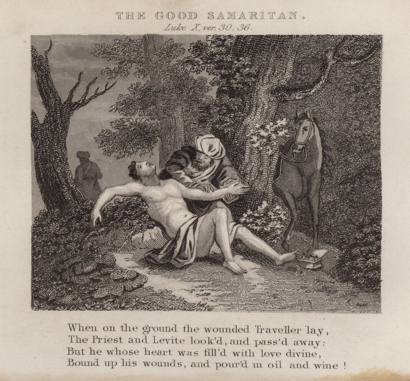 The good Samaritan, Luke X, ver 30, 36 (gravür) by English School