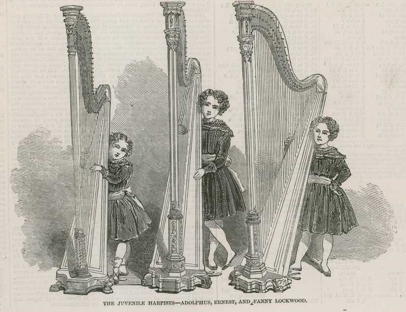 Genç arpçılar - Adolphus, Ernest ve Fanny Lockwood by English School